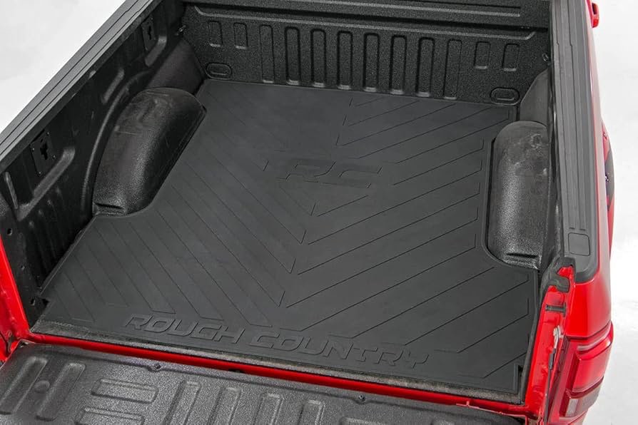 Condition photo showing New/Like New for rough country rubber bed mat for 2007-2021 tundra | 5.5 ft bed - rcm681 , black