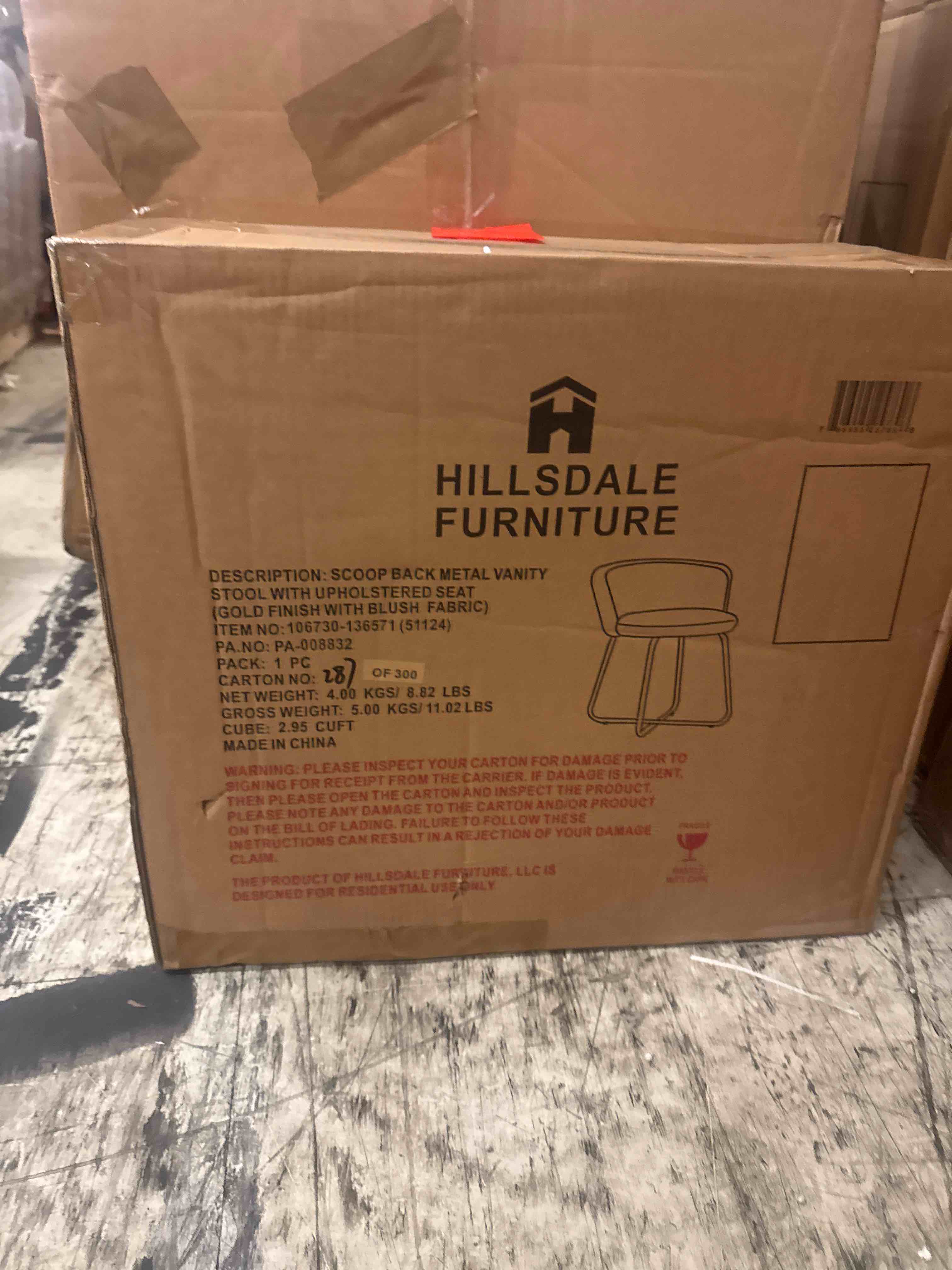 Condition photo showing New/Like New for hillsdale marisol metal vanity stool for makeup room or bathroom, gold