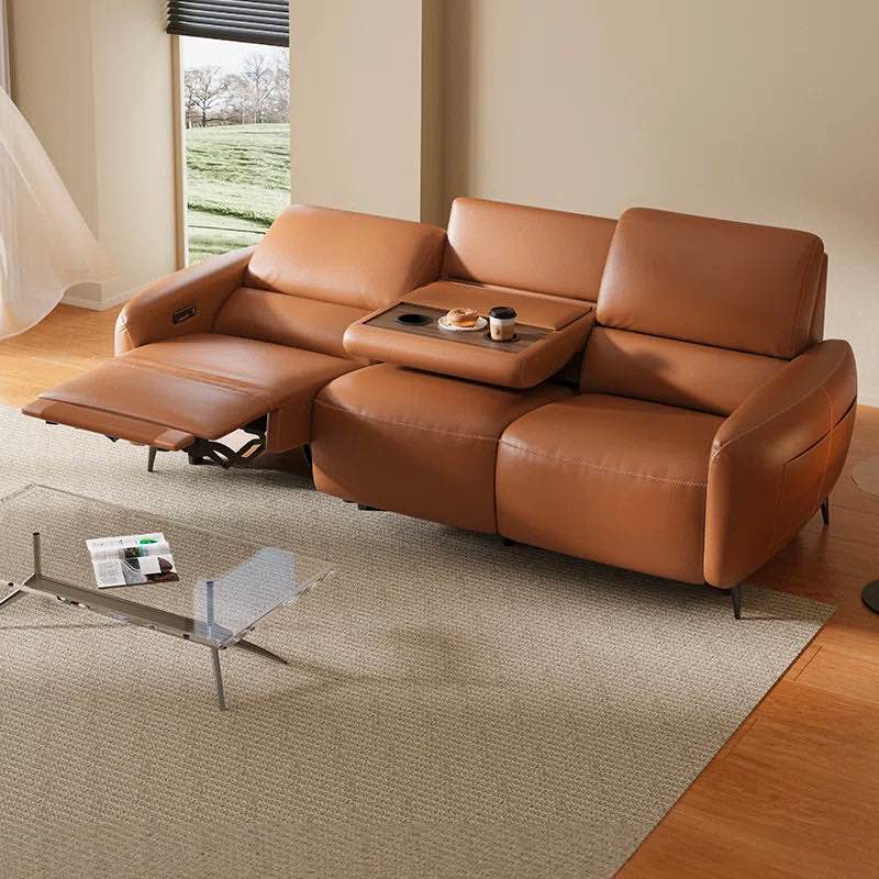 aerostretch power zero wall hugger reclining sofa with drop down table tray zero-wall recliner sofa by aliving sofa sf101-v2-gbn215-al