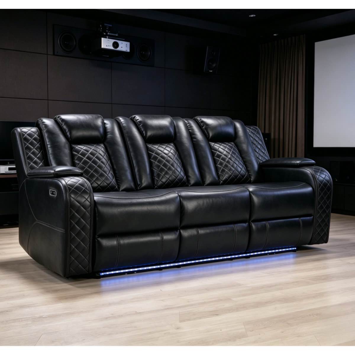 lamica 83.4'' w breathable leather power reclining sofa with adjustable headrest & usb by ivy bronx