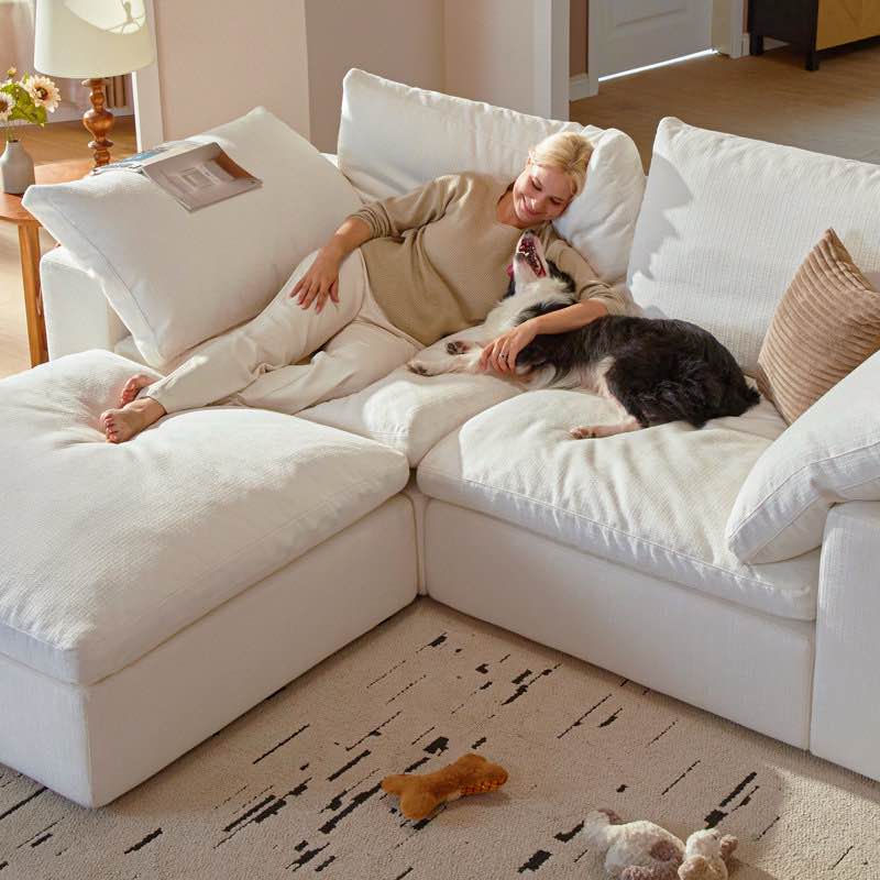 Condition photo showing New/Like New for 110" Comfy Cloud Couch Modular Sectional Sofa For Living Room, Modern Sofa Sleeper, Wide & Deep Couches With Storage Ottoman By Latitude Run (Type 3)