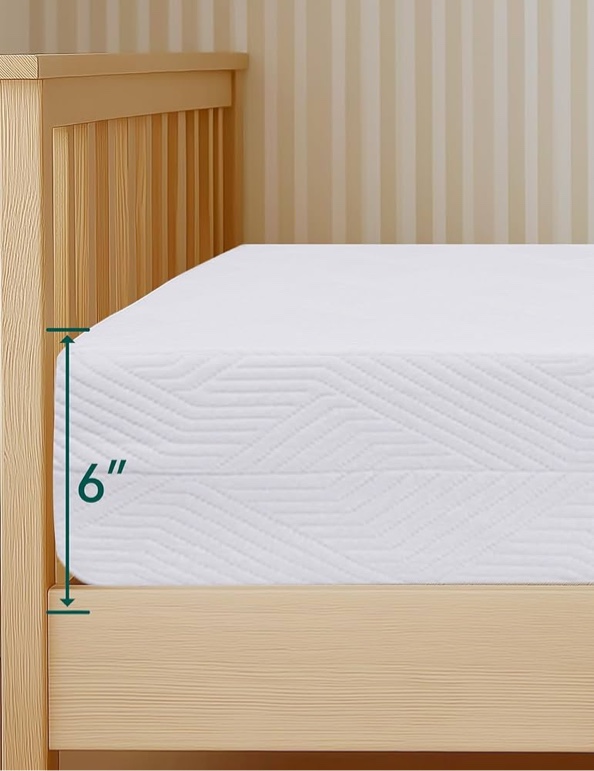 Condition photo showing New/Like New for BABELIO Ergonomic Zoning Crib Mattress Dual-Sided Memory Foam Waterproof 6" Thick Toddler Mattress with Zipper Cover, Fits Standard Crib, Cloud Zone