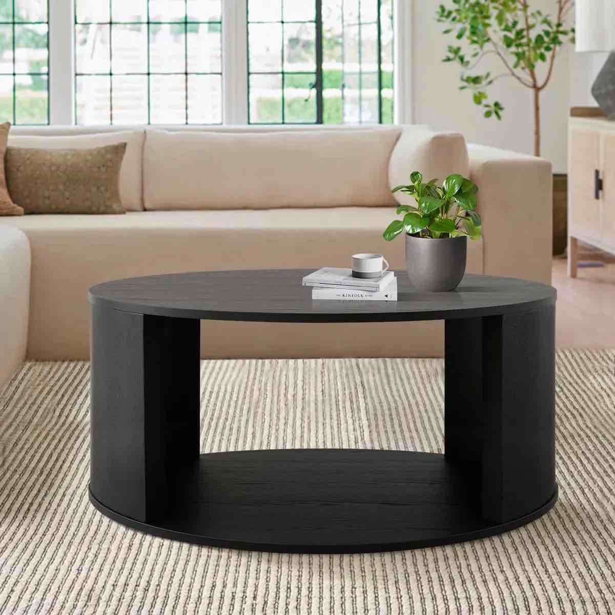 Condition photo showing New/Like New for Hobo 40" Modern Black Round Coffee Table