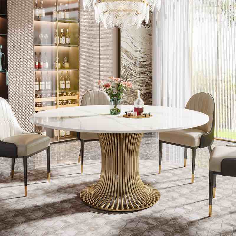 Babbie Round Stone Top Metal Base Dining Table By Willa Arlo Interiors