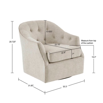 Condition photo showing New/Like New for Room & Decor Calvin - Swivel Chair With 360 Degree Rotation - Beige