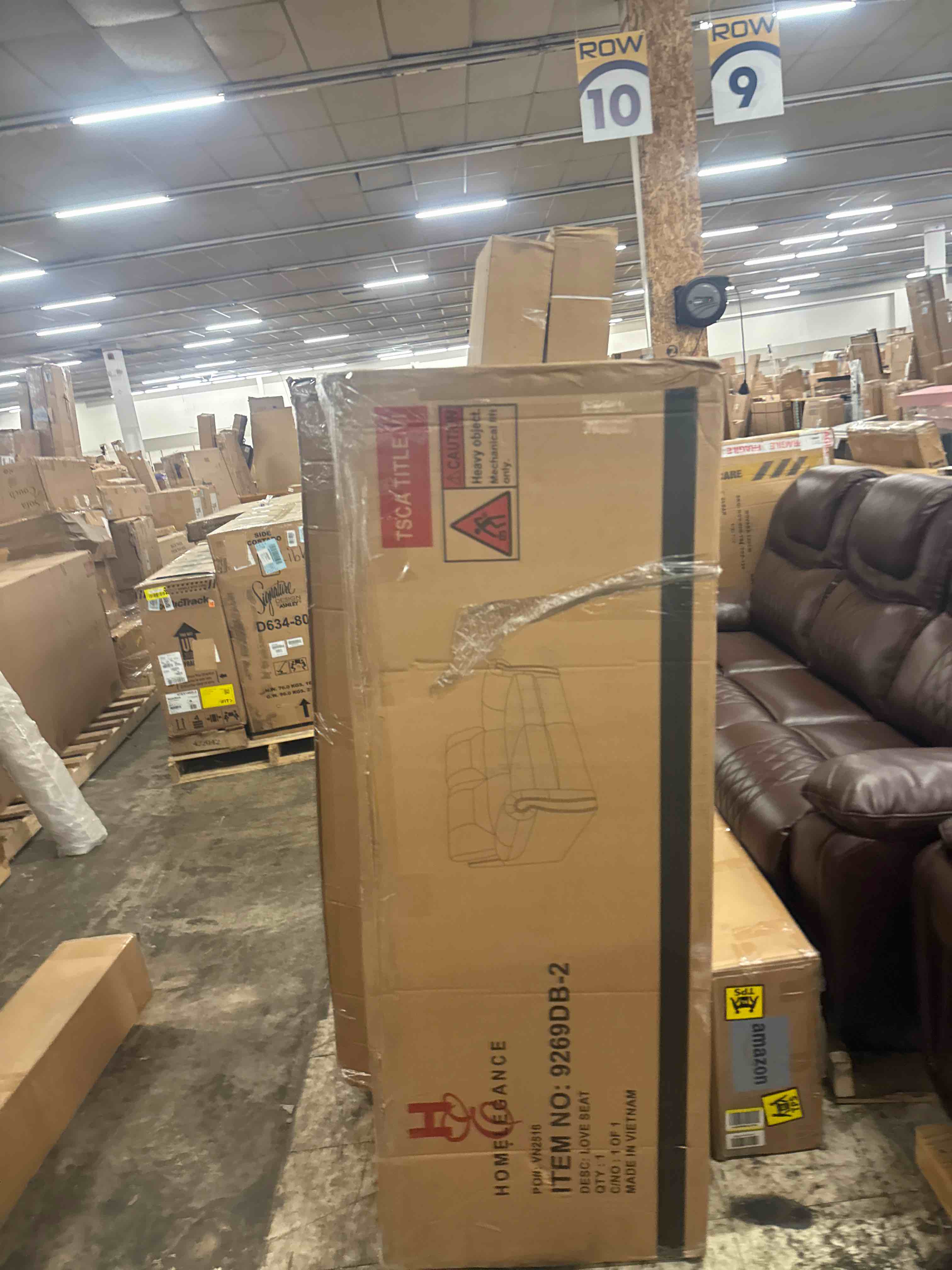 Condition photo showing New/Like New for Homelegance 61.5"W Rubin Modern Loveseat with Track Arms, Foam Cushions, Comfort 2 Seater Couch, Faux Leather Love Seat, for Living Room, Apartment, Office, Easy Assembly, Dark Brown