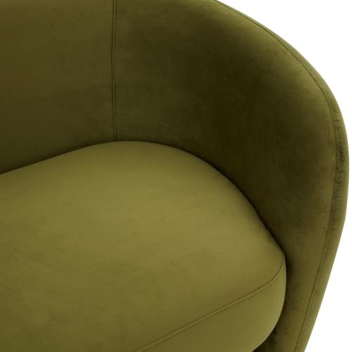 Condition photo showing New/Like New for Safavieh Couture Zhao Curved Loveseat, Olive Green By Safavieh