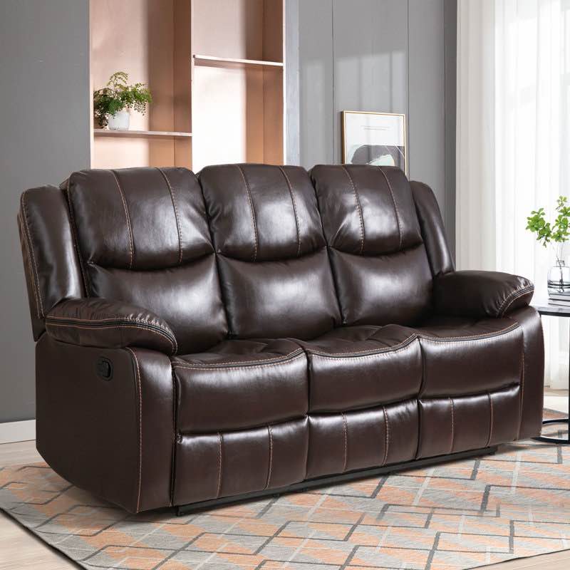 Kamarli 79.9'' Wide Breathable Leather Manual Reclining Sofa, 3-Seater Recliner Couch By Latitude Run