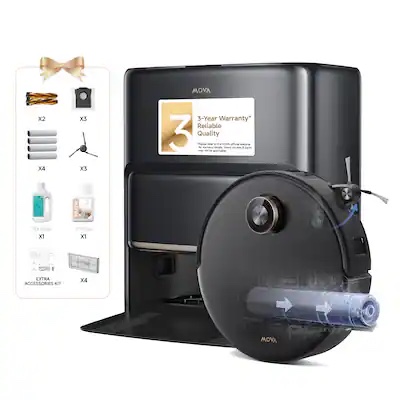 Mova Z60 Ultra Roller Complete Robot Vacuum and Mop, 28,000Pa Suction, 3.14in Obstacle Crossing, AutoShield for Carpet Protection, Zero Tangling Duobrush, Extendable Roller & Side Brush model RLZ83CE – one