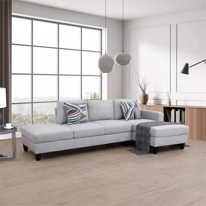 Vernecia 2 - Piece Upholstered Sectional By Ebern Designs Leg Color: Black | Orientation: Right Hand Facing | Body Fabric: Light Gray Microfiber F22001A