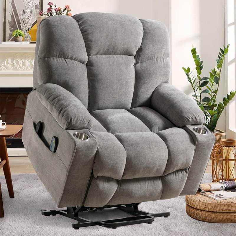 42.9" Wide Oversize Power Lift Assist Reclining Heated Massage Chair with Cupholders, Side Pocket & USB Port By Latitude Run