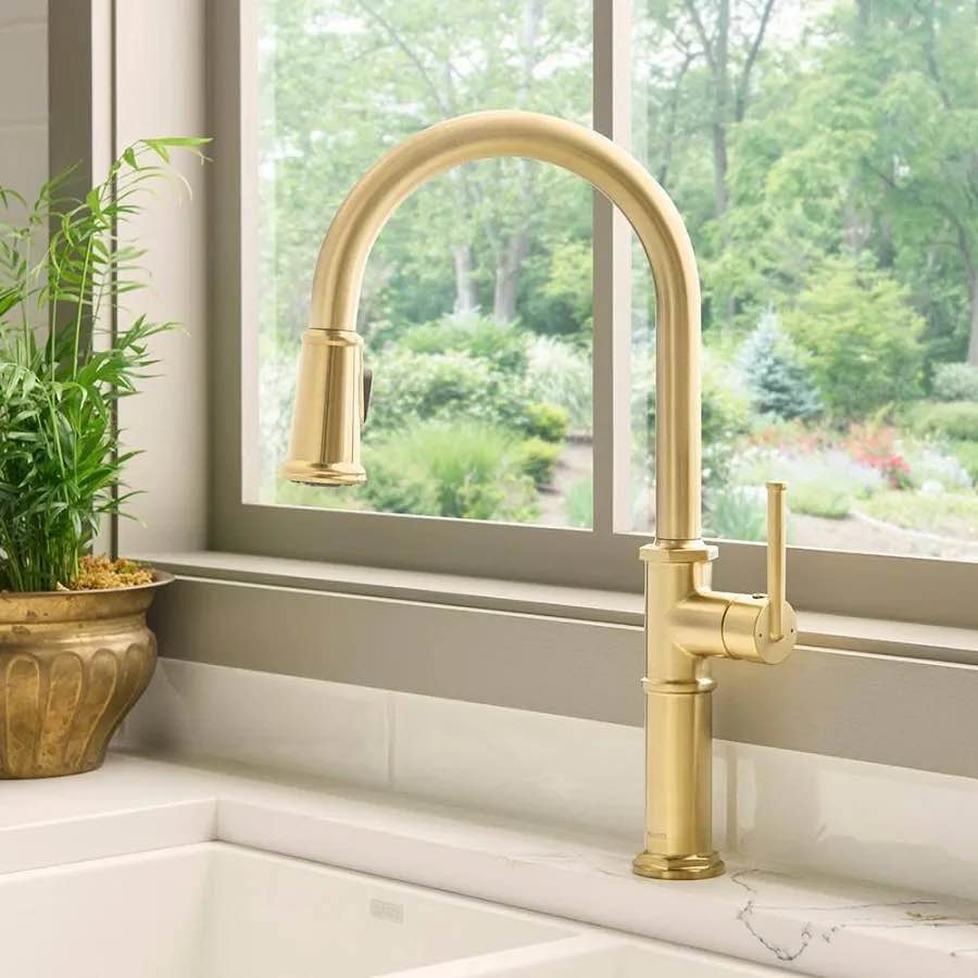 Brizo Odin 1.8 GPM Single Hole Pull Down Kitchen Faucet with Arc Spout - Less Handle Model: 63075LF-PGLHP