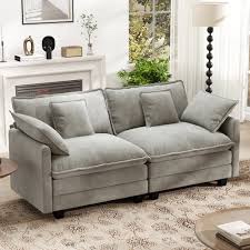 bedluxury 76.7'' loveseat sofa, modern chenille sectional sofa cloud couch for living room, apartment, office, 2-seat, grey