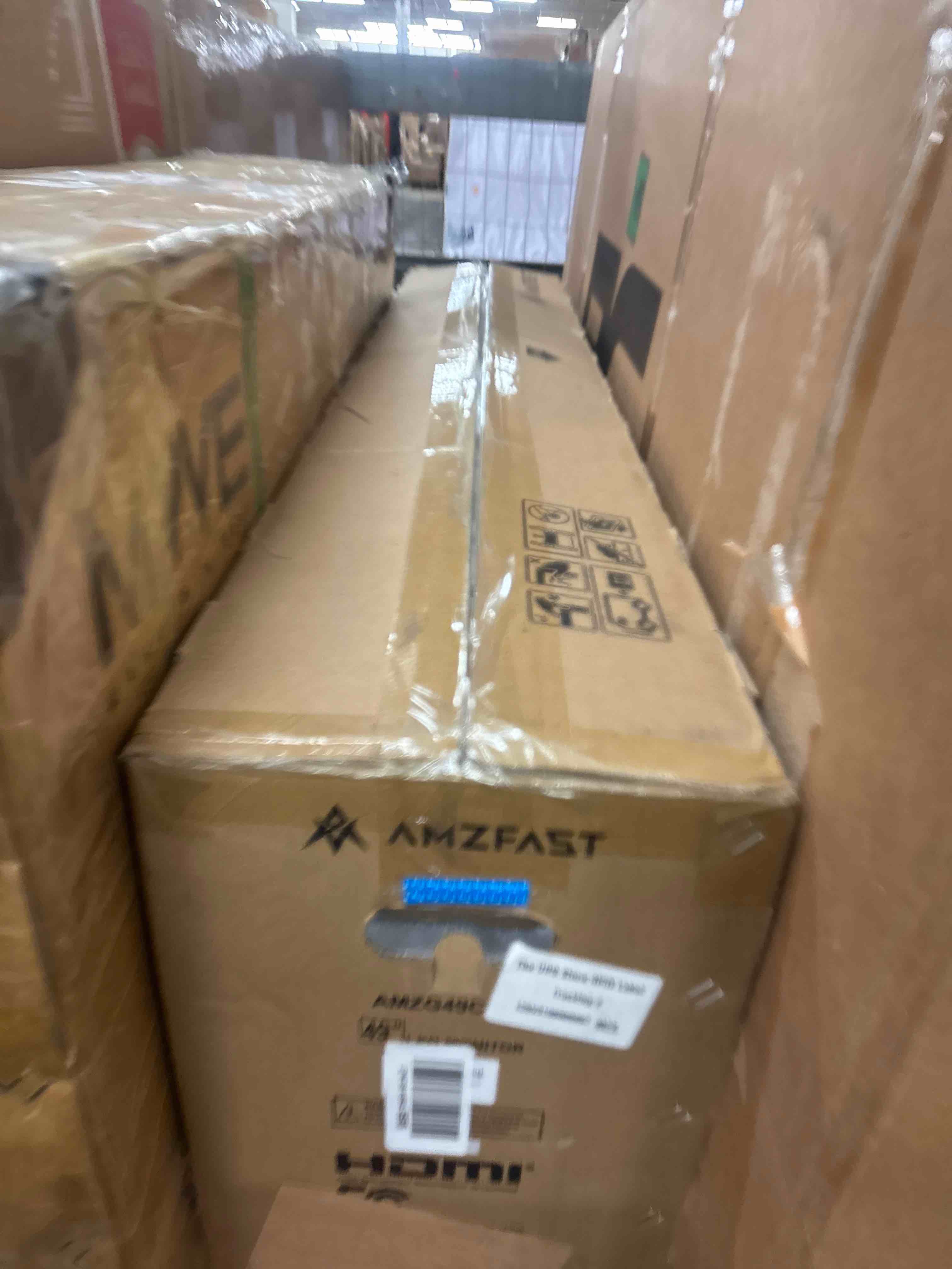 Condition photo showing New/Like New for amzfast 49 inch curved monitor 120hz dqhd (5120x1440) ultrawide gaming monitor, 120% srgb, 1500r, 1ms mprt, hdr, adaptive sync, pip/pbp, height adjustable, hdmi 2.0/dp 1.4, vesa 75x75, amzg49c7u