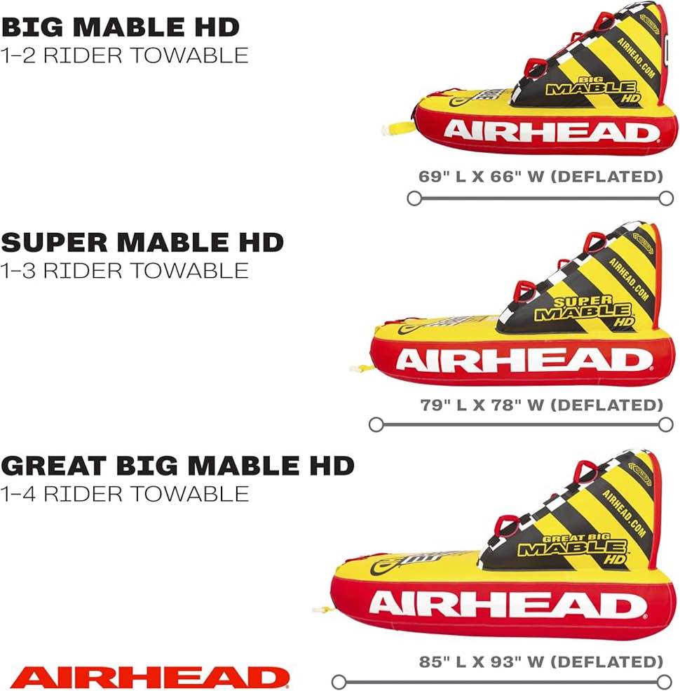 Condition photo showing New/Like New for airhead mable hd | 1-4 rider towable tube for boating | multiple size options available
