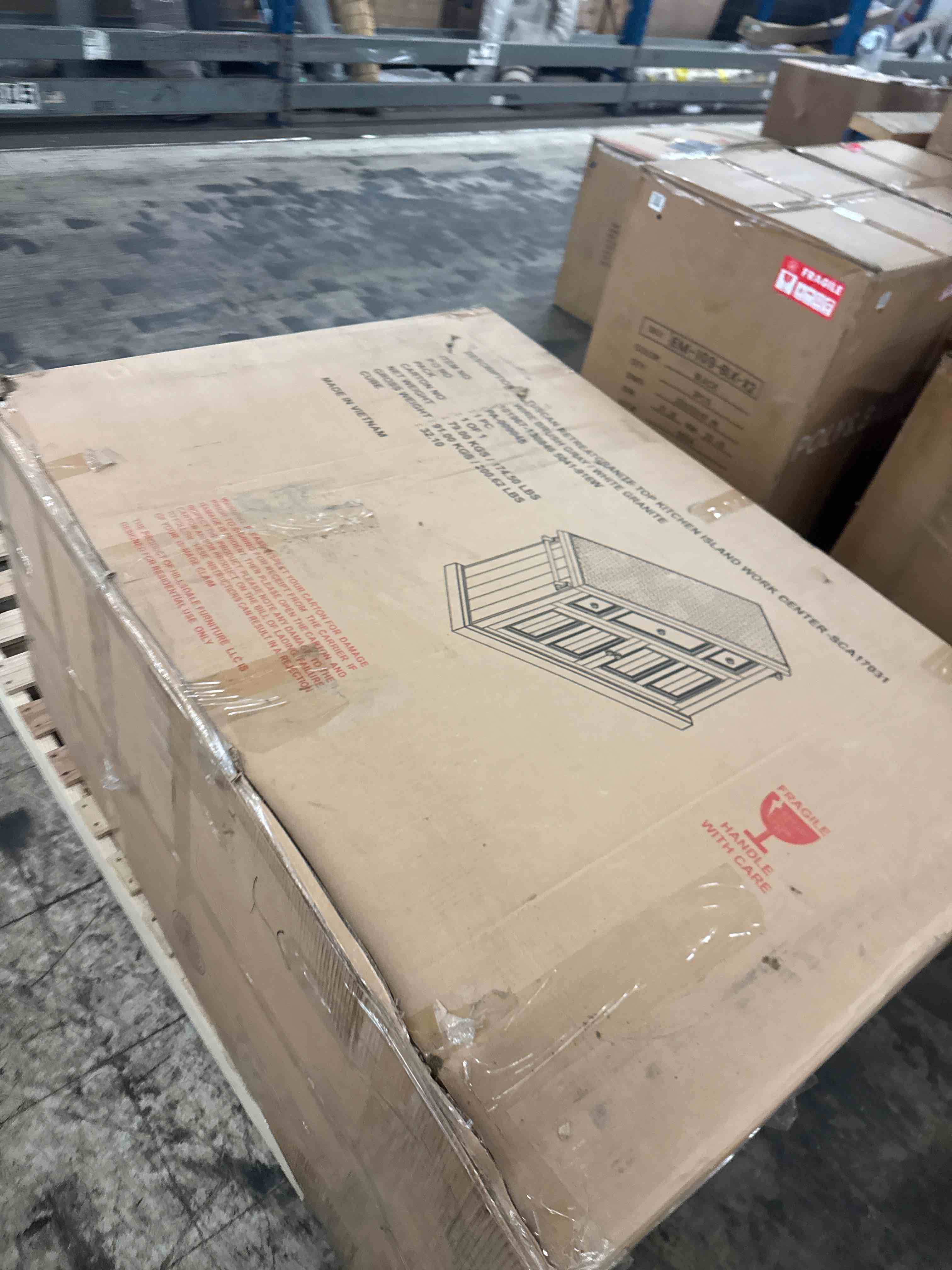 Condition photo showing New/Like New for harpenden kitchen island by laurel foundry modern farmhouse base color/top color: wire brush gray/granite
