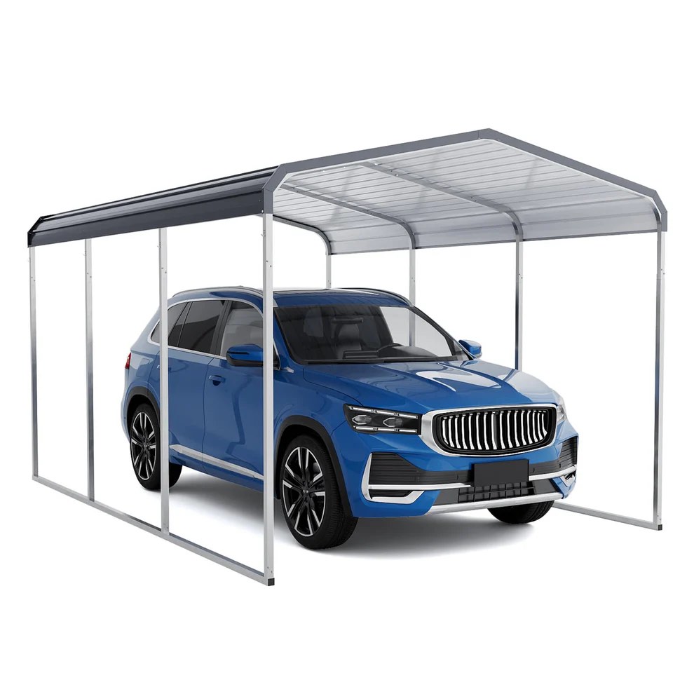 Condition photo showing New/Like New for  garvee 10'x15' heavy duty carport with galvanized metal roof & updated frame - metal garage canopy for cars, boats, tractors, grey ppg_33rcn9aq 