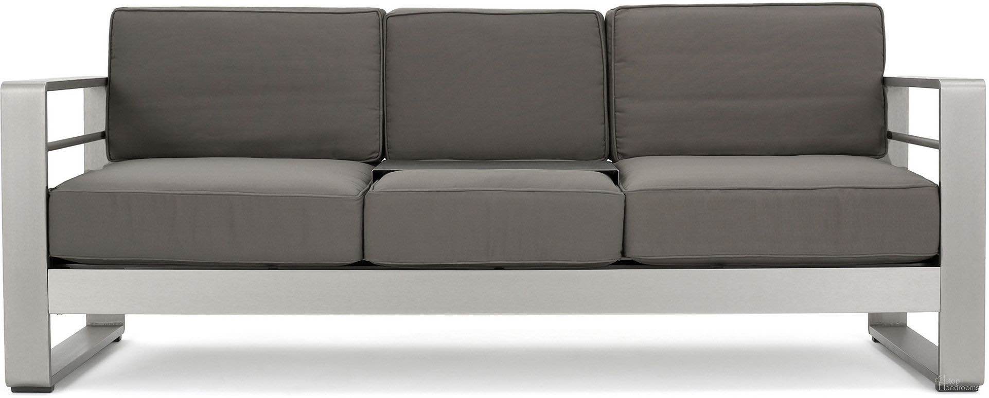 Condition photo showing New/Like New for 2-seater sofa with metal tray and anodized aluminum frame in khaki by noble house 58981.00cus sofa