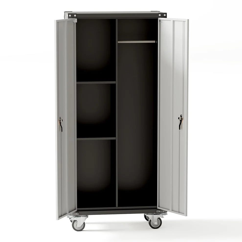 Condition photo showing New/Like New for garvee 71 inch heavy-duty metal storage cabinet - rolling tool organizer with locking wheels, pegboard, and adjustable shelves, ideal for garage, workshop, home, office, and pantry, grey pho_ozqe71fs
