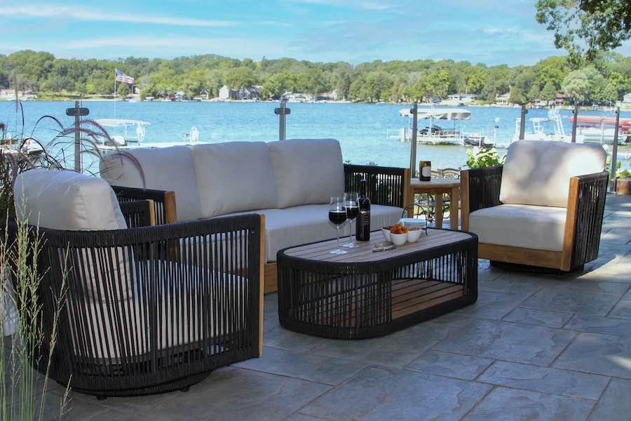 FEATURED:Outdoor Interiors Black Rope and Teak Sofa!!! 3 DAY REMOVAL 5/31,6/6,6/7