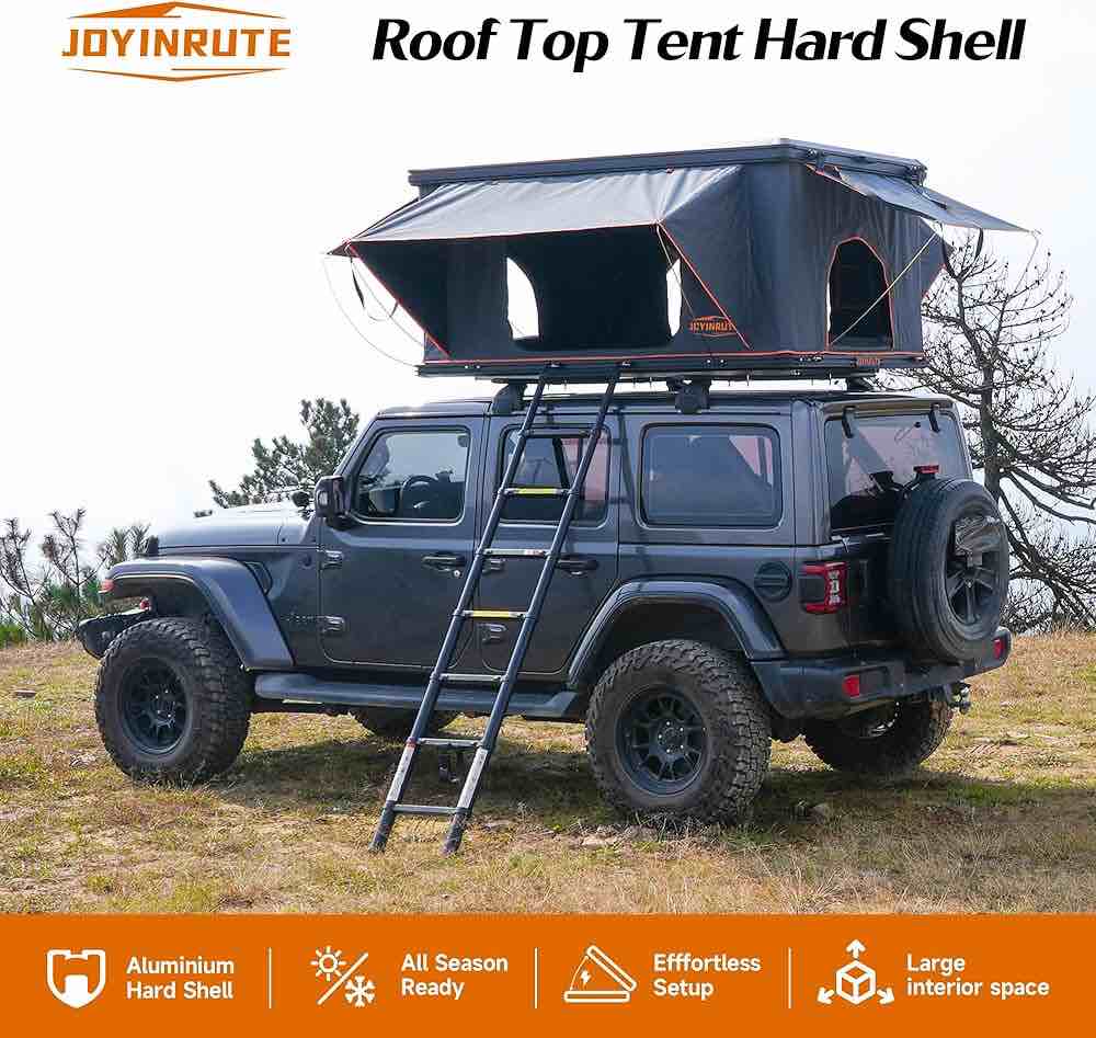 Condition photo showing New/Like New for rooftop tent hard shell, aluminum pop up 2-3 person roof top hardshell for camping truck van suitable for jeep suv car. (roof tent)