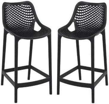 Condition photo showing New/Like New for set of 4 siesta exclusive air resin outdoor barstool (model 067/068) black