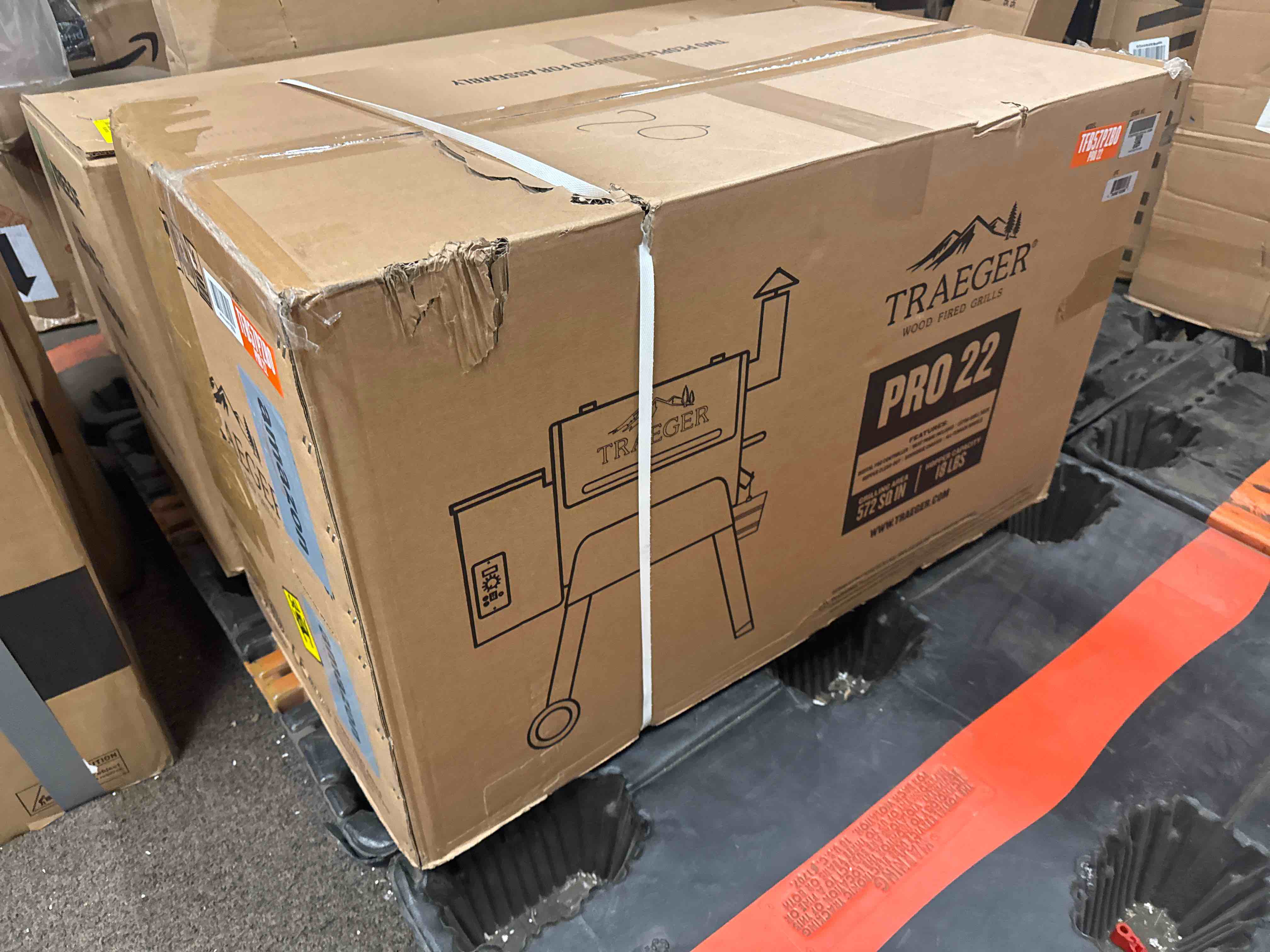 Condition photo showing Brand New for traeger grills pro 22 wood pellet grill & smoker, electric pellet smoker grill combo, 6-in-1 bbq versatility, 572 sq. in. grilling capacity, meat probe, 450 degree max temperature, 18lb hopper, bronze