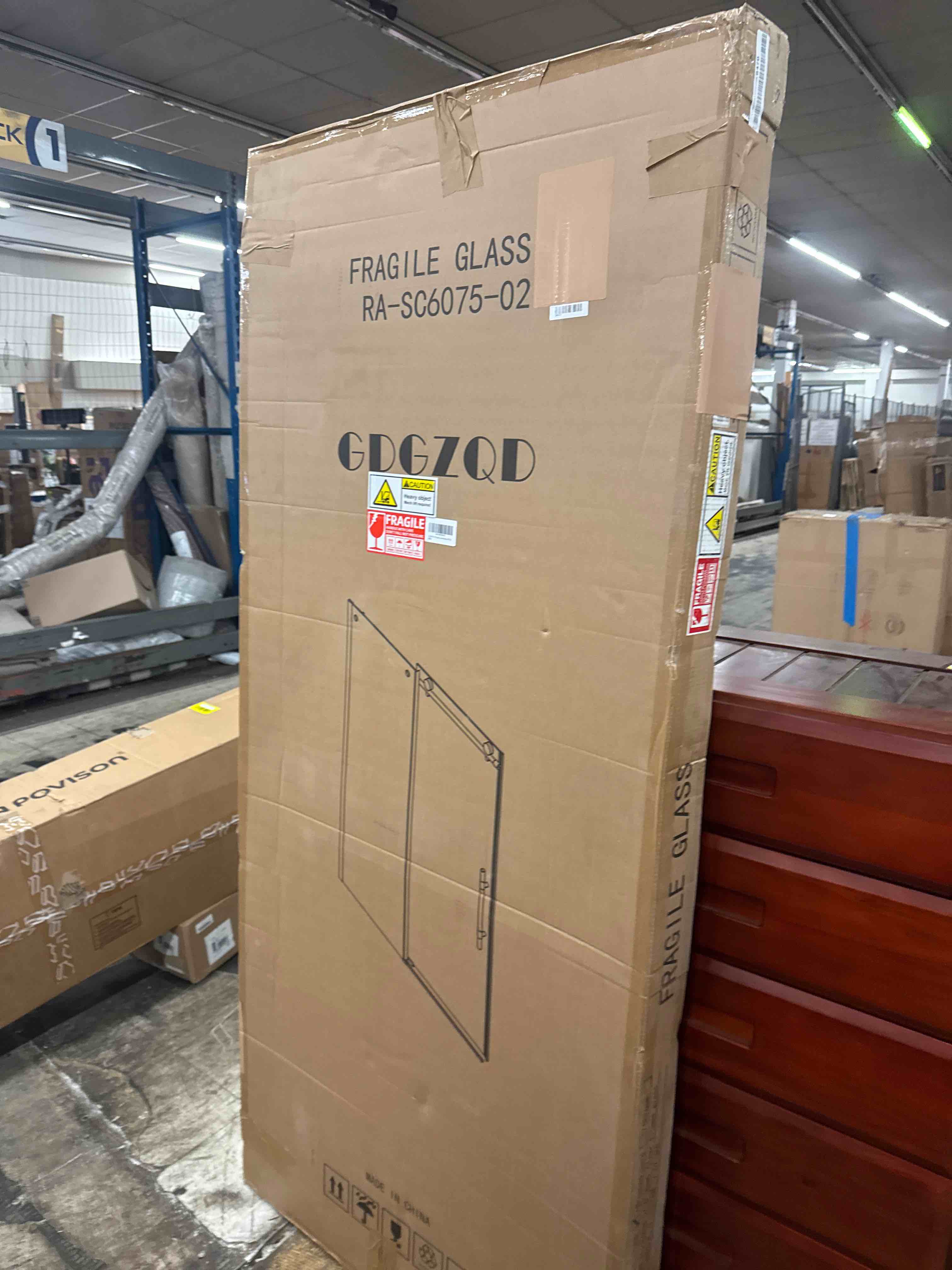 Condition photo showing New/Like New for 56" -60 "w x 75" h frameless shower door, bathroom sliding shower door, sgcc certified transparent tempered glass door with explosion proof film