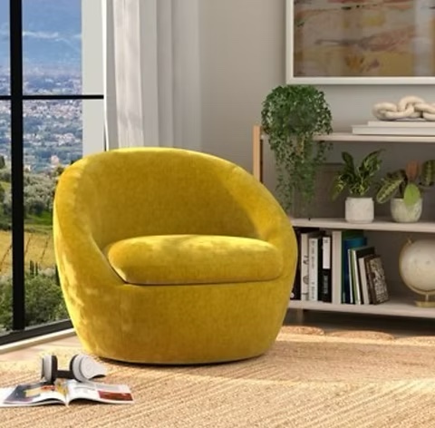 Condition photo showing New/Like New for pair of emerald home blossom - u3989 swivel chair with storage - seat in yellow u3989-04-01 (bid is per chair, lot is for 2 chairs total.)
