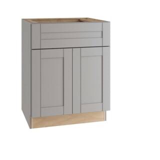 Condition photo showing New/Like New for shaker washington 30 in. w x 24 in. d x 34.5 in. h plywood assembled sink base in veiled gray with soft close soft close