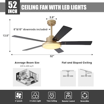 Condition photo showing New/Like New for vaczon vza018117gd 52-in gold smart ceiling fan