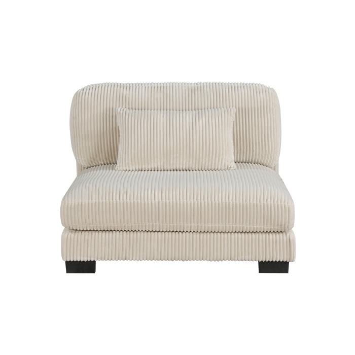 Condition photo showing New/Like New for homelegance traverse beige corduroy armless chair item 8555be-ac