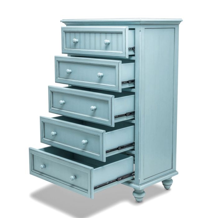 Condition photo showing New/Like New for seawinds monaco seawinds monaco 5-drawer bleu finish chest b81835-bleu