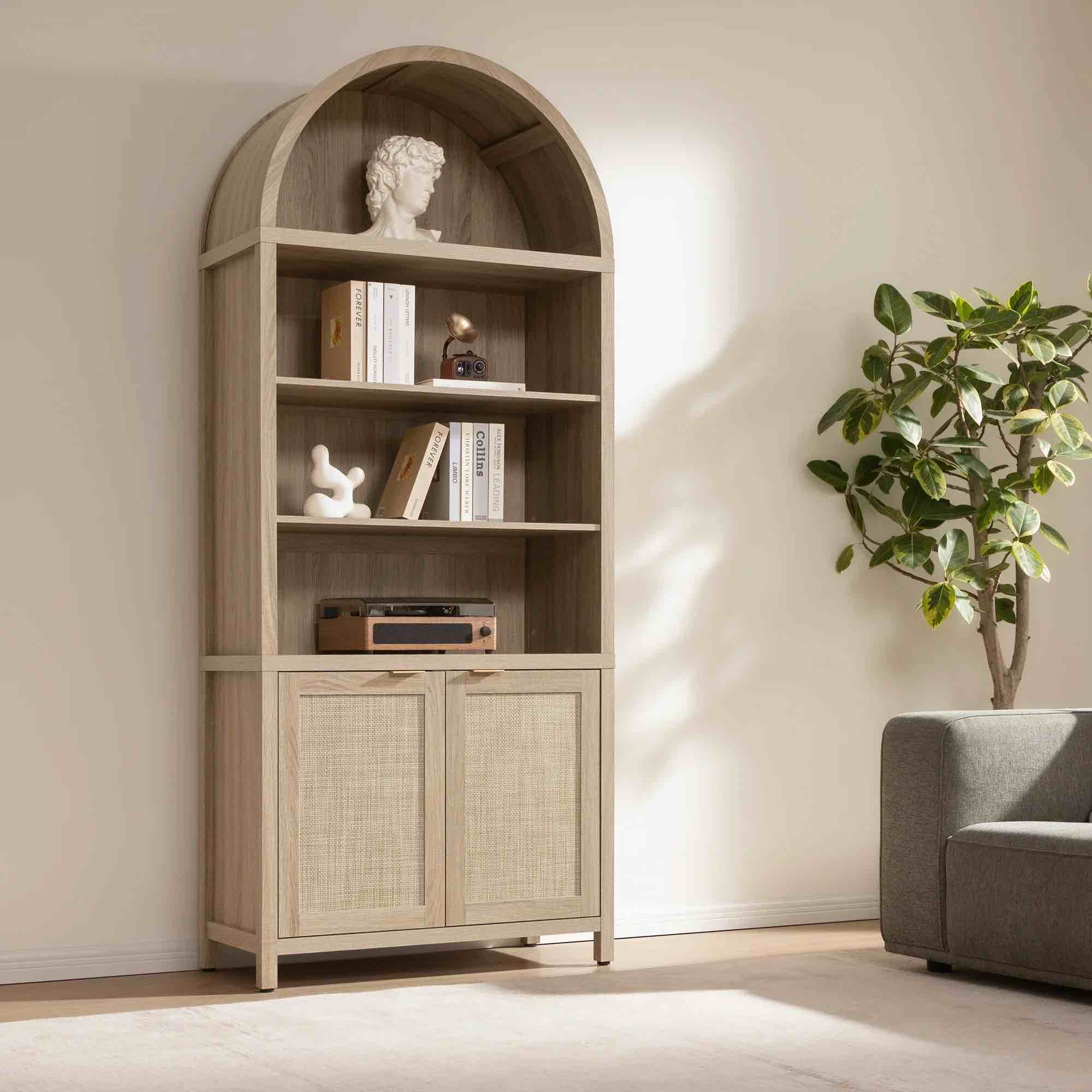 Condition photo showing New/Like New for sicotas savanna collection savanna arched bookcase with doors bk11681xlty1757