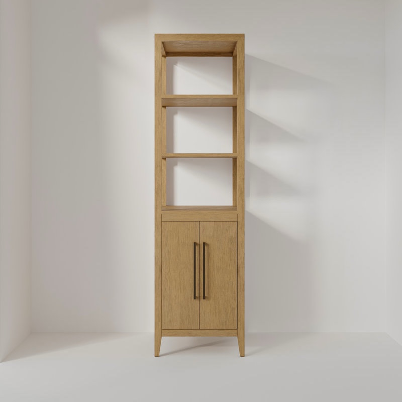 Condition photo showing New/Like New for alsup solid wood linen cabinet by highbury furnishings sku: 2-17-21-36-09002d00 highbury furnishings color natural walnut product dimensions 36” x 14” x 72”