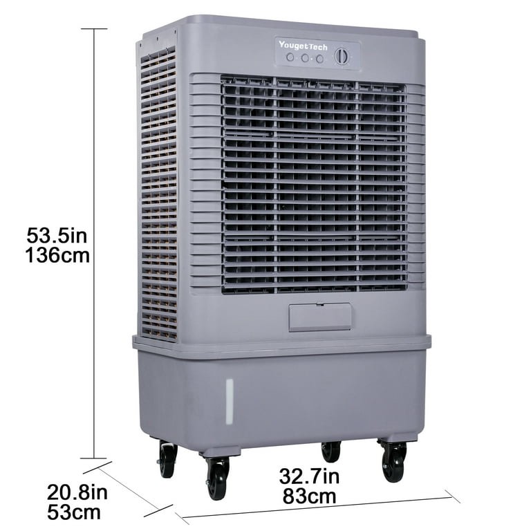 Condition photo showing New/Like New for youget tech 75l evaporative air cooler 53", 20 gal tank, 90°oscillation, 400w 7 speeds swamp cooler, industrial strength swamp water cooler for outdoor commercial factories - gray