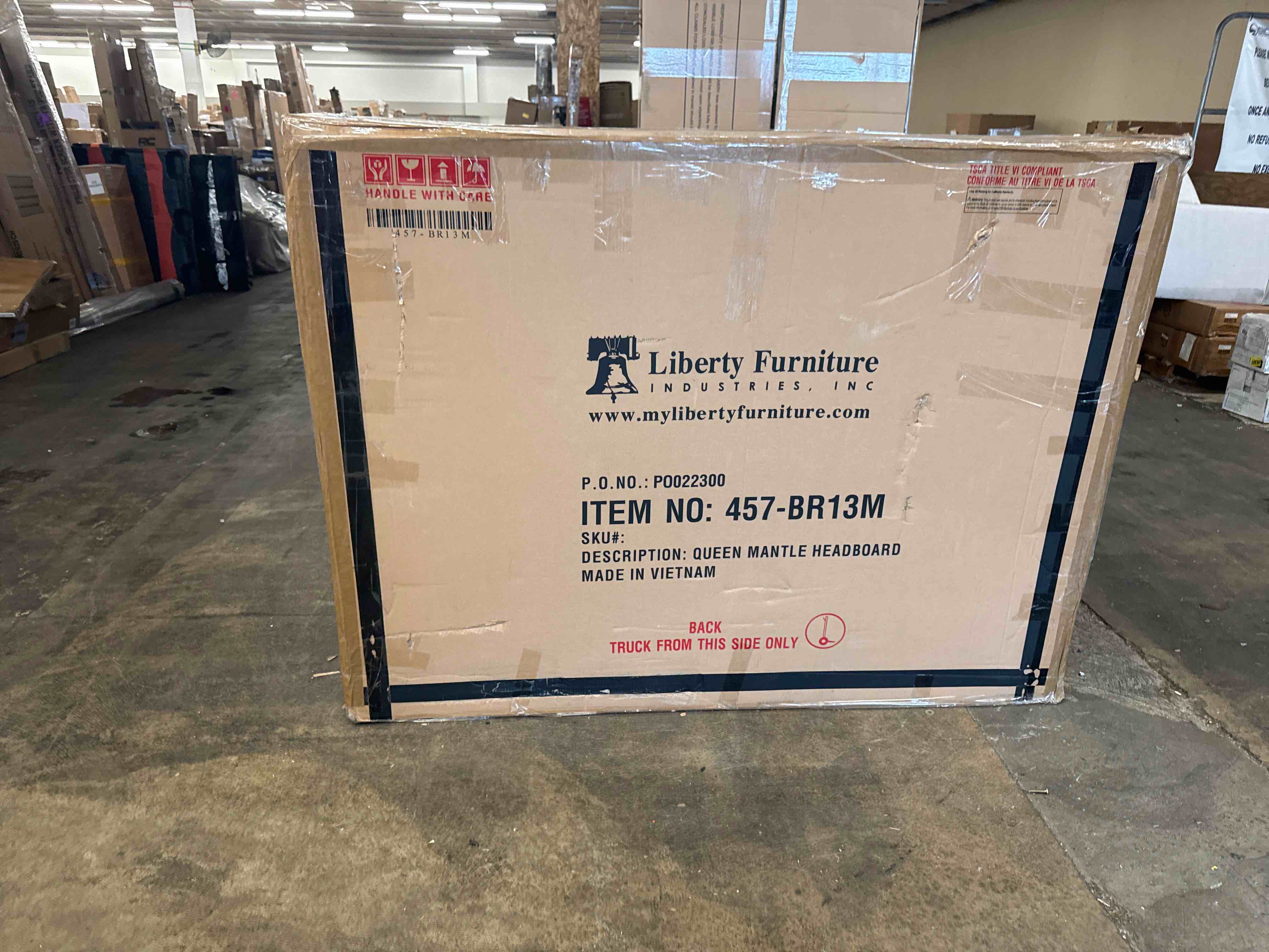 Condition photo showing New/Like New for farmhouse white queen mantle headboard by liberty furniture with touch led lighting and vintage design for modern living spaces (headboard only.)