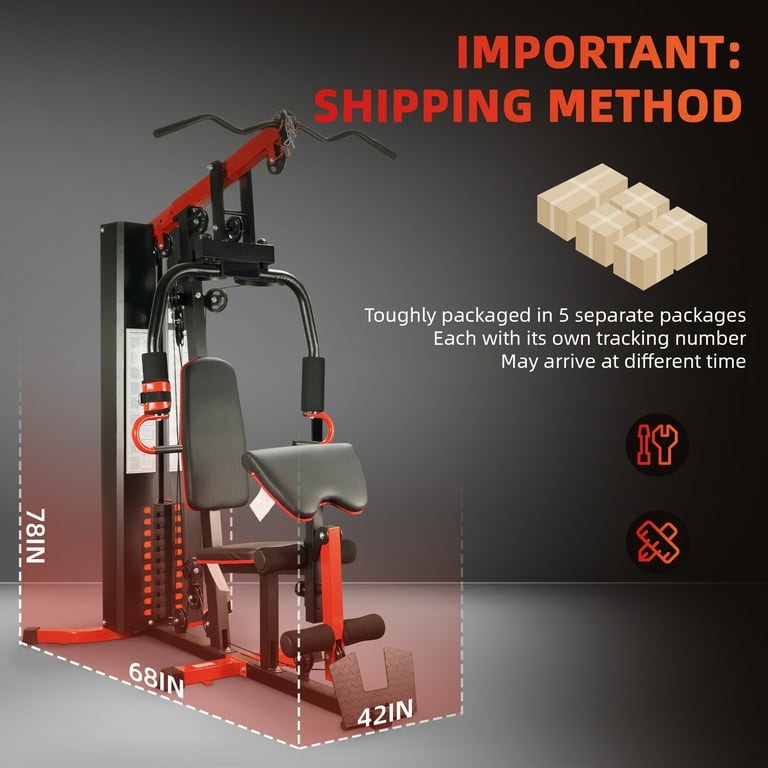 Condition photo showing New/Like New for signature fitness lx760 multifunctional home gym trainer – full-body workout station with 122.5lb weight stack, includes installation video