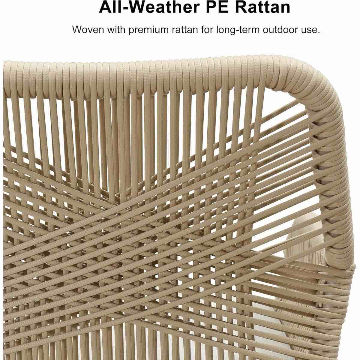 Condition photo showing New/Like New for 6 chair set purple leaf outdoor all-weather pe rattan outdoor patio furniture set with all aluminum frame chairs set