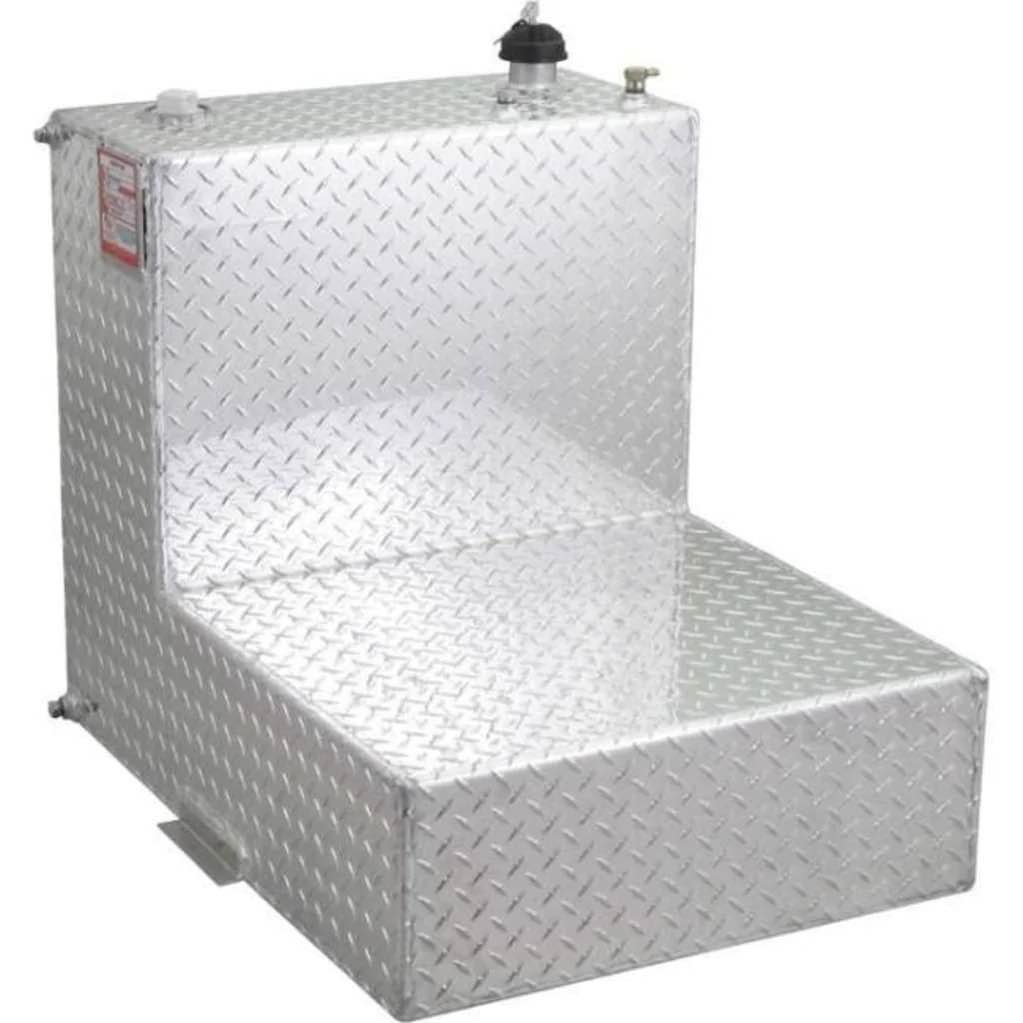 TANK 47 Gallon L Shaped Transfer Tank Bright Aluminum 24X32X26 Model # 63937 Includes 12 Ft Aluminum Transfer Hose