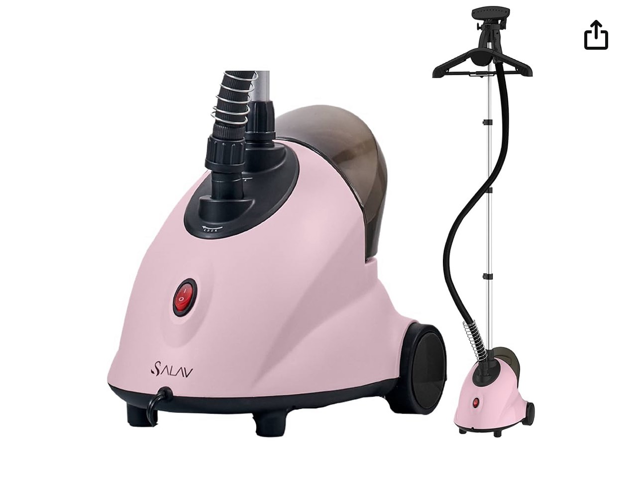 SALAV, PINK LIMITED EDITION Upright Garment Steamer with Roll Wheels For Easy Movement, 1.8L Water Tank for 1 Hour Continuous Steaming, Adjustable Pole for Storage, 1500 watts GS18-DJ