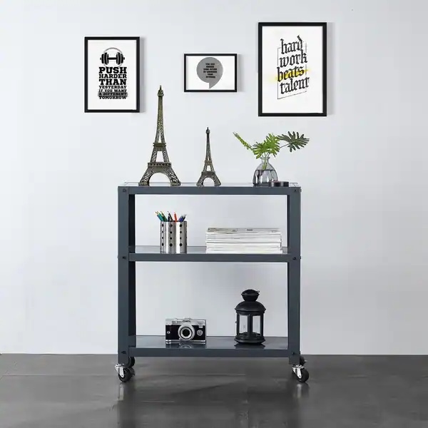 3-tier Blue/Grey/White Metal Bookcase - mint