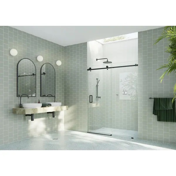 Glass Warehouse 68 in. x 78 in. Sliding Frameless Shower Door with