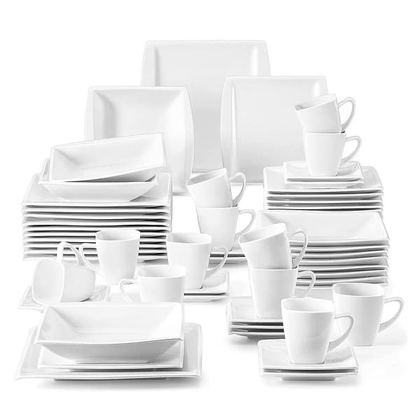 MALACASA 60-Piece Porcelain Dinnerware Set (Service for 12) - White