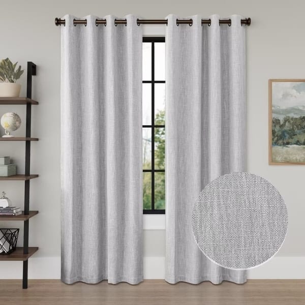 Linen Texture 100% Blackout Grommet Curtain Pair(2 panels) - 52"Wx96"L - Cream