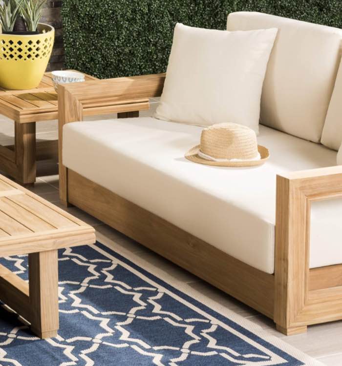 SAFAVIEH Couture Outdoor Collection Montford Beige 2-Seat Bench Casing Upholstery Removable Cover Fabric