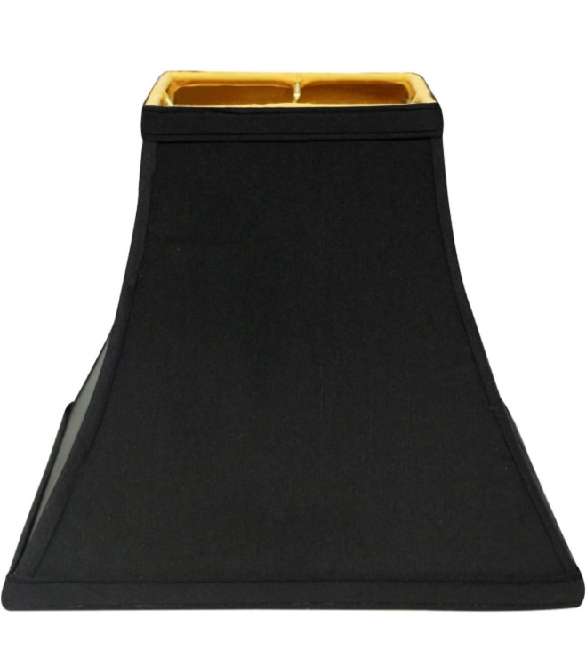 Elegant Escape Slant Square Bell Hardback Lampshade with Washer Fitter, Black with Gold Lining, 5" Top X 10" Bottom X 9" Slant Height