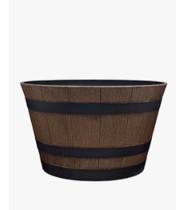 Southern Patio 22.25" Whiskey Barrel Outdoor Planter with 3 Bands, Drainage Hole & Plug, 59 qt. Capacity