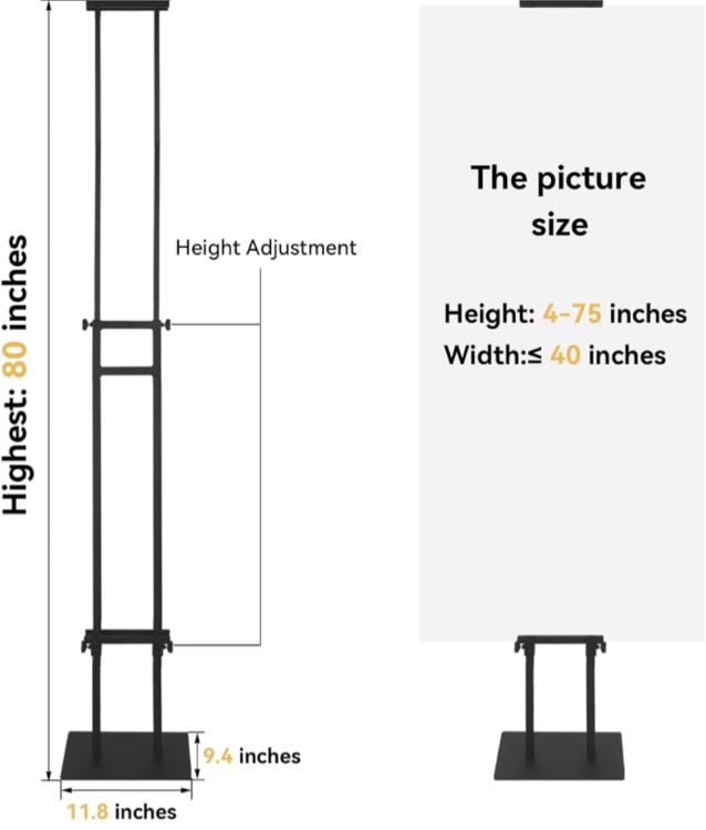 HUAZI Poster Stand for Display Double-Sided Heavy Duty Sign Stand Holder Floor Freestanding Poster Board Stand with Base Adjustable Height Up to 75inches for Board & Foam,Black