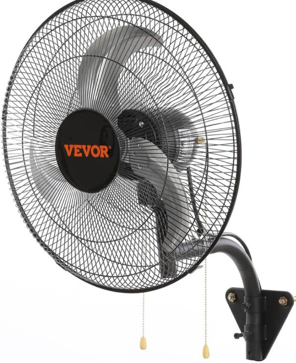 VEVOR 18 inch Wall Mount Fan Oscillating, 3-speed High Velocity Max. 4000 CFM Industrial Wall Fan for Indoor, Commercial, Residential, Warehouse, Greenhouse, Workshop, Basement, Black, ETL Listed